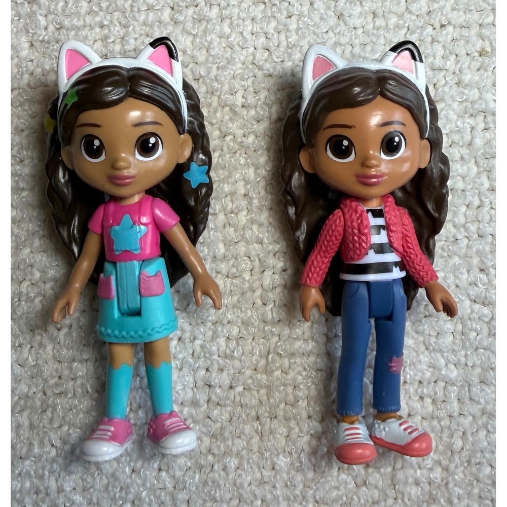 DreamWorks Gabby's Dollhouse Gabby Girl Figure Lot of 2 Cat Ears 3.5 Inch Toys
